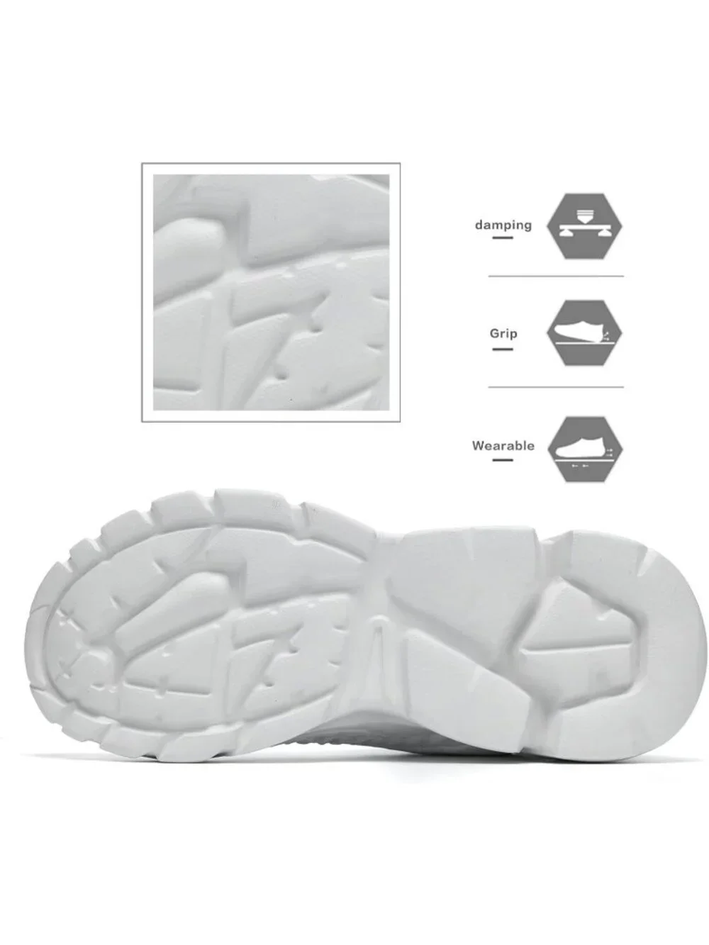 Men's White Lightweight Non Slip Resistant Athletic Sports Walking Gym Sneaker